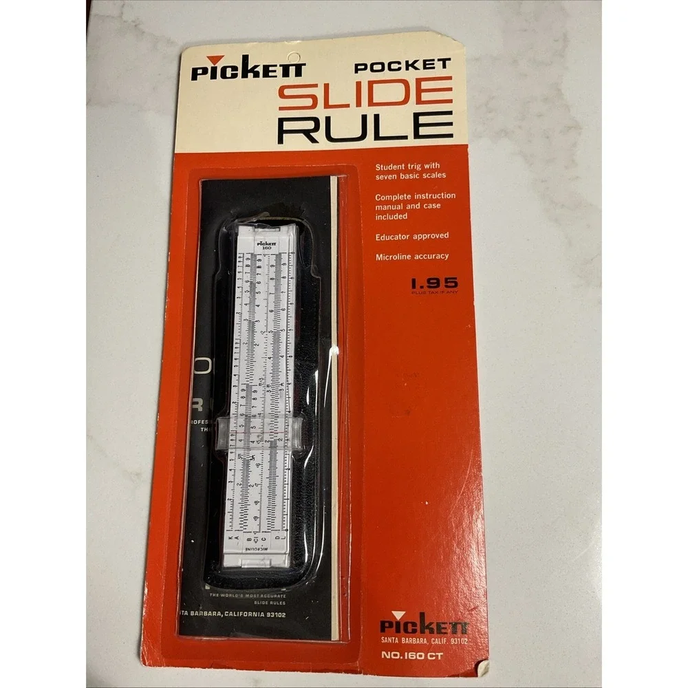 Vintage 2PC Pickett 160 Microline Plastic Slide Rule w/Case New In Orig Package